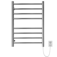 Sèche-serviettes électrique mural en acier inoxydable 304 avec affichage numérique, réglage de la température et minuterie pour salle de bain