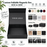 Boîte cadeau en papier pliable de luxe noire pour vêtements et accessoires, avec logo UV personnalisé, vente en gros