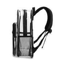 Sac à dos transparent en PVC avec sangle détachable, grande capacité 18L, pour étudiants, unisexe, avec poche zippée, couleur unie, hiver