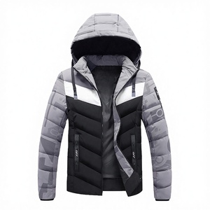 Custom Multicolor Men's Plus Size Casual Woven Fabric <b>Padded</b> Bubble Puffer Detachable Hooded Zipper Closure Warm Winter Jacket - Product Image 2