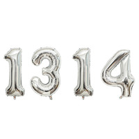 Lettres de ballon numérique en film d'aluminium argenté de 32 pouces pour les décorations de salle de fête d'anniversaire et de mariage de la fête des mères