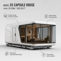 Capsule Spatiale de Luxe E5 – Maison Préfabriquée Modulaire Mobile pour Glamping, Cabine Compacte 28 m² en Acier Robuste avec Fonctionnalités Intelligentes