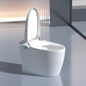 WC intelligent électrique à détection de pied, sans réservoir, à fixation au sol, avec siphon en P allongé et chasse automatique – Meilleures ventes - Product Image 5