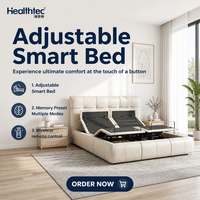 Lit intelligent électrique réglable Foshan moderne avec cadre métallique, système de surveillance du sommeil et massage par vibration
