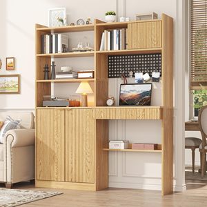Großhandel Moderne Heimbüro-Möbel Computertisch mit Aufsatzregal und Pegboard-Aufbewahrungsschrank Schreibtisch - Product Image 3
