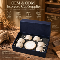 Ensemble tasse et soucoupe à expresso rétro de petite capacité en porcelaine, compatible micro-ondes, vaisselle de restaurant