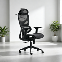 Chaise de bureau ergonomique haut de gamme à dossier fendu, avec maille respirante double couche, appui-tête réglable et soutien lombaire, pivotante