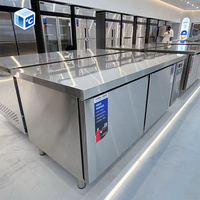 Réfrigérateur-congélateur professionnel de cuisine puissant à double porte, refroidissement par air, double température, sous le comptoir, pour la cuisine