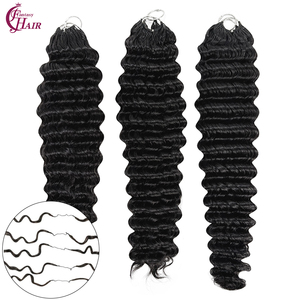 Extensiones de Cabello Humano para Trenzas de Ganchillo con Ondas Profundas FH 100g/Paquete, Pre-separadas con Anillo de Bucle - Product Image 1