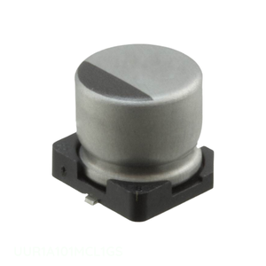 Condensador de Montaje Superficial SMD UUR1A101MCL1GS de 100 uF, 20%, 10V, Canal del Fabricante - Product Image 1
