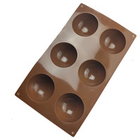Moule à pâtisserie en silicone sans BPA, grande taille, 6 trous, demi-rond, pour chocolat, gâteau, pudding