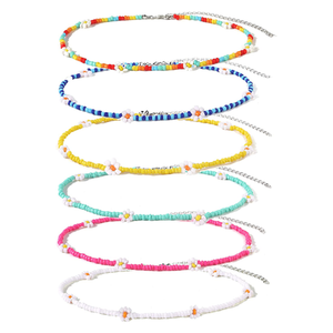 Gargantilla con cuentas collares para mujer <span class=keywords><strong>Vsco</strong></span> Boho hecho a mano flor cereza lindo Collar para chicas adolescentes collar de playa - Product Image 1