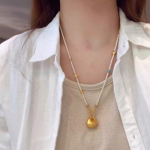 Chaîne de perles avec pendentif, cordon de collier 18K Fu, amulette en jade - Product Image 1