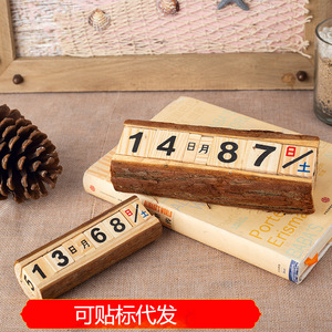 Wooden Calendar Craft <b>Desk</b> Calendar Block Small Perpetual Calendar <b>Rustic</b> Style Pine Material Rectangle Shape 2pcs Time - Product Image 5