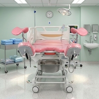 Matériel médical : Lit d'accouchement médical réglable intégré à la gynécologie, table d'accouchement hospitalière, table d'opération