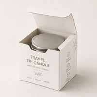 Caja de Cartón Plegable Personalizada, Compacta, Lista para Venta al por Menor, de 350 g/m², Color Marfil, para Envasado de Velas Aromáticas para el Hogar y Viajes