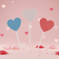 Aangepaste verpakking feestelijke lolly's met diverse fruit smaken, hartvormige lolly's, Valentijnsdag lolly's cadeau