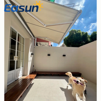 Auvent de terrasse électrique Easun à cassette intégrale, moderne, extensible, motorisé, télécommandé, avec structure en alliage d'aluminium et toile en poly.