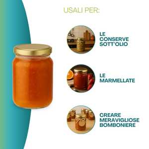 Barattoli di vetro con coperchio dorato da 200 ml con chiusura ermetica per la conservazione di marmellate e conserve - Product Image 4