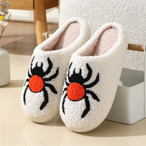Chaussons d'hiver en peluche douce <span class=keywords><strong>pour</strong></span> dames Halloween Citrouille <span class=keywords><strong>chien</strong></span> Home Indoor Non-Slip Cotton Slippers - Product Image 2