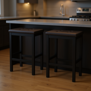 Tabourets de bar 24 pouces avec siège rembourré, structure en bois de caoutchouc, design moderne, mobilier de bar pour la maison - Product Image 2