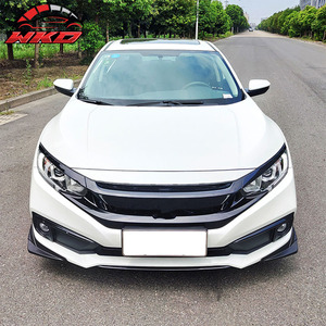 Lèvre de pare-chocs avant compatible avec Honda Civic 2019-2021, style Modulo, séparateur latéral noir mat, pièces auto de haute qualité, kit carrosserie - Product Image 2