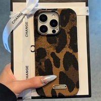 Coque de téléphone de luxe style INS pour iPhone 16 15 Pro Max, demi-coque, accessoire mobile tendance, velours léopard contrastant
