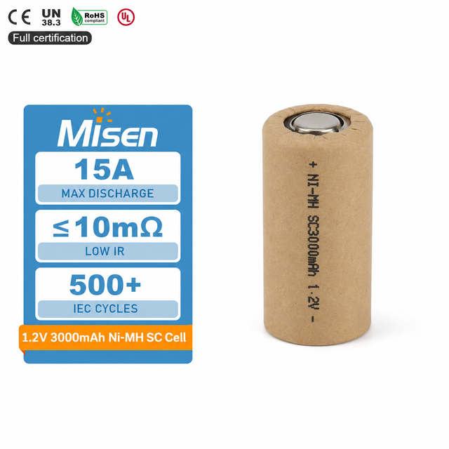 1.2V 3000mAh Ni-MH SC Sub C High Rate Rechargeable Battery Cell for Cordless Vacuum Cleaners Power Tools Custom Packs