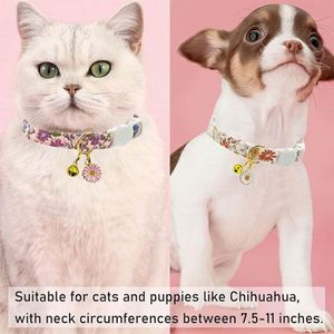 Cotton Breakaway <b>Cat</b> <b>Collar</b> Flowers Pendant Adjustable Safety Kitty Kitten <b>Collars</b> Cute Kitten <b>Cat</b> <b>Collar</b> with Bell - Product Image 6