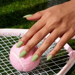 BTArtbox Faux Ongles à Presser Verts d'Été en Gros, Courts, Amande, Gel Doux, Couleur Unie, Prêts à Poser avec Colle - Product Image 1
