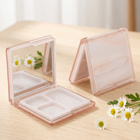 Palette de maquillage compacte vide en plastique transparent rose, 3 couleurs, pour fard à joues, illuminateur et fard à paupières - Vente en gros