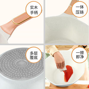 Wok en aluminium moulé sous pression avec couvercle, revêtement antiadhésif en pierre Maifan, pour cuisinières à gaz et à induction, rond, 32 cm - Product Image 2