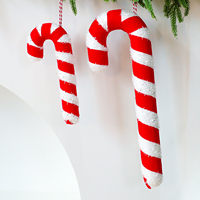 Fabricant chinois fournissant de jolis pendentifs de Noël pour suspendre à l'arbre, ornements de Noël en forme de bonbons blancs et rouges
