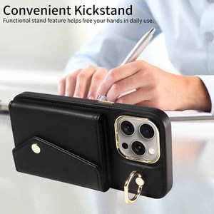 Custodia a Portafoglio da Donna in Pelle PU con <span class=keywords><strong>Porta</strong></span> Carte, Chiusura Magnetica, Laccetto e Funzione Stand per iPhone 17 16 15 14 13 12 11 - Product Image 5