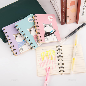 Mini cahier de notes chat mignon taille A6 livre de mémo en cuir relié par fil 80 feuilles-160 Pages haut en spirale pour fournitures scolaires utilisation de bureau - Product Image 5