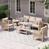 Set Furnitur Teras Luar Ruangan dari Paduan Aluminium, Kombinasi Resepsi Teras Modern, Cocok untuk Balkon dan Beranda