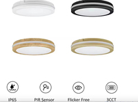 Plafonnier rond moderne pour chambre à coucher et salon, en ABS, avec éclairage LED, température de couleur 3000K-6500K, indice de protection IP33