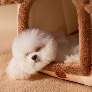 Cama para Mascotas con Diseño de Casa de Osito, con Forro Polar Ártico y Relleno de Poliéster, Acolchado de Esponja Suave, Cama de Moda con Diseño de Dibujos Animados para Perros y Gatos - Product Image 6