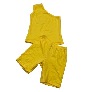 Ensemble de vêtements d'été 2022 pour bébés filles : Haut asymétrique et short de motard, 2 pièces, Tenues de boutique pour enfants - Product Image 3