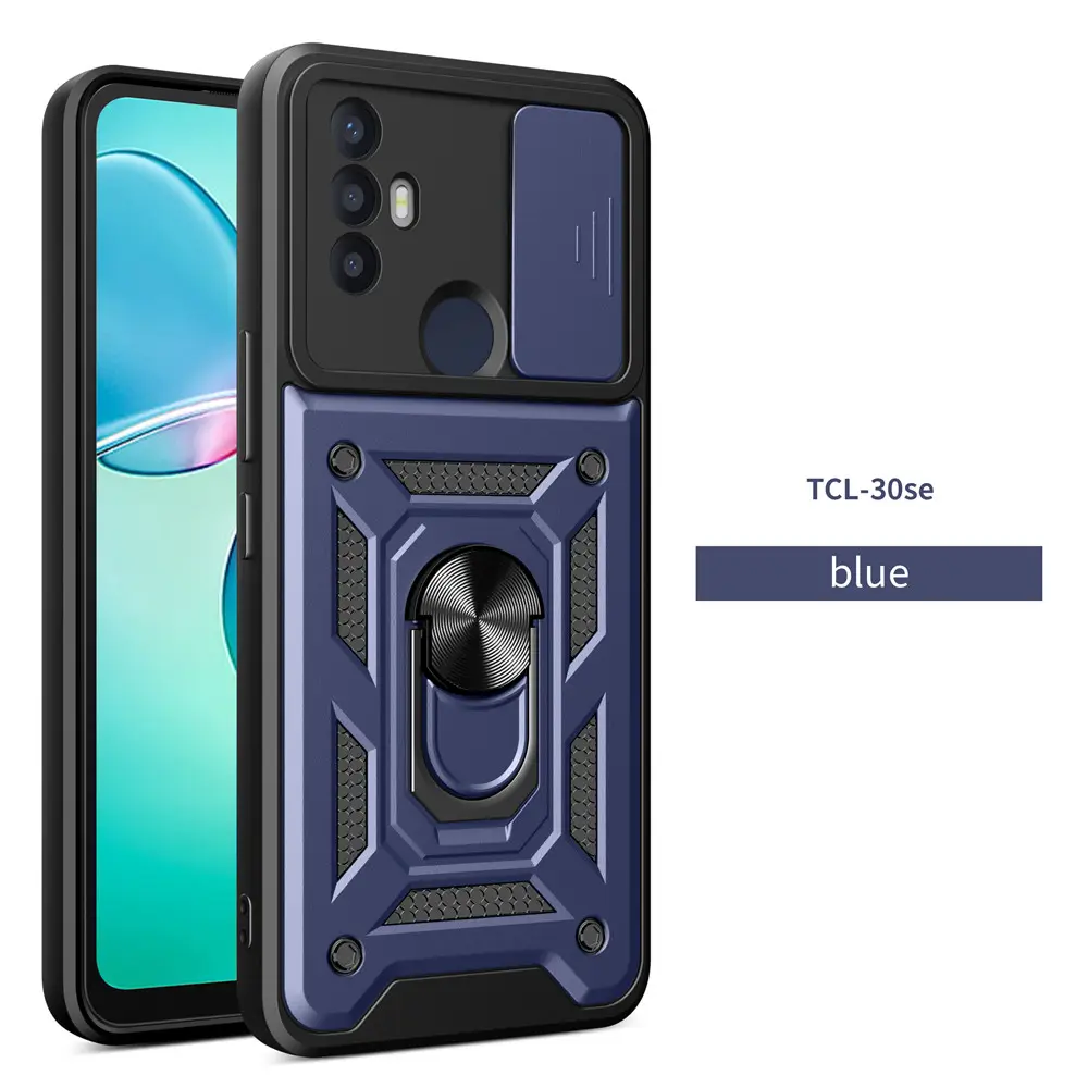 For TCL 30 SE Case back Finger Ring Slide Camera armor Case For TCL30SE Phone Cover