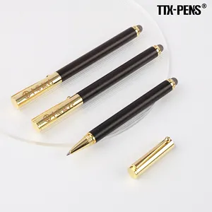 TTX良質ラグジュアリー2in1ブラックメタリックボールカスタムロゴ多機能スタイラスボールペンメタルタッチペン
