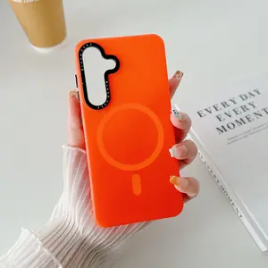 Casing ponsel magnetik Matte, pelindung telepon genggam tahan guncangan untuk iPhone 15 ProMax 14 13 12 Pro Max 15Pro