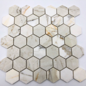 אבן ש "ס בריכת שחיה באיכות גבוהה פסיפס זהב לבן אריחים אריחים פסיפס שיש משושה לקישוט קיר - Product Image 1