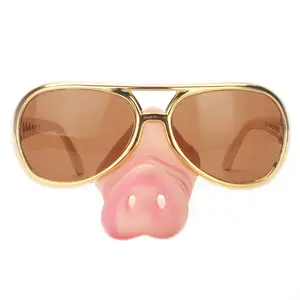 Creative Pig Nose Funky Cool Anteojos Nariz con bigote Gafas Signo de La Paz 70s Era Hippie Disfraz Novedad Gafas de sol