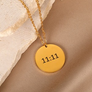 Collar con Número de Ángel en Acero Inoxidable, Chapado en Oro, Diseño Geométrico Múltiple, Colgante de la Suerte 1111, Joyería con Cadena para Mujer - Product Image 4