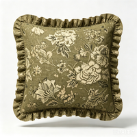 Housse de coussin en coton et lin à imprimé floral vintage avec volants, faible MOQ, personnalisable, multicolore, fournisseur de textiles de maison