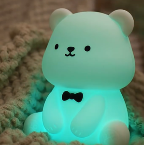 Bear Silicone Night <b>Light</b> USB Rechargeable LED Kids Bedroom Lamp Tap Control Color Changing RGB Dimmable Nursery Lamp <b>with</b> <b>timer</b> - Product Image 2