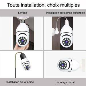 Panorama WLAN Kabellose <span class=keywords><strong>IP</strong></span> 1080P Kamera Nachtsicht PTZ Sicherheits-CCTV Innen-Glühbirnenkamera für Zuhause Baby- und Haustierüberwachung - Product Image 2