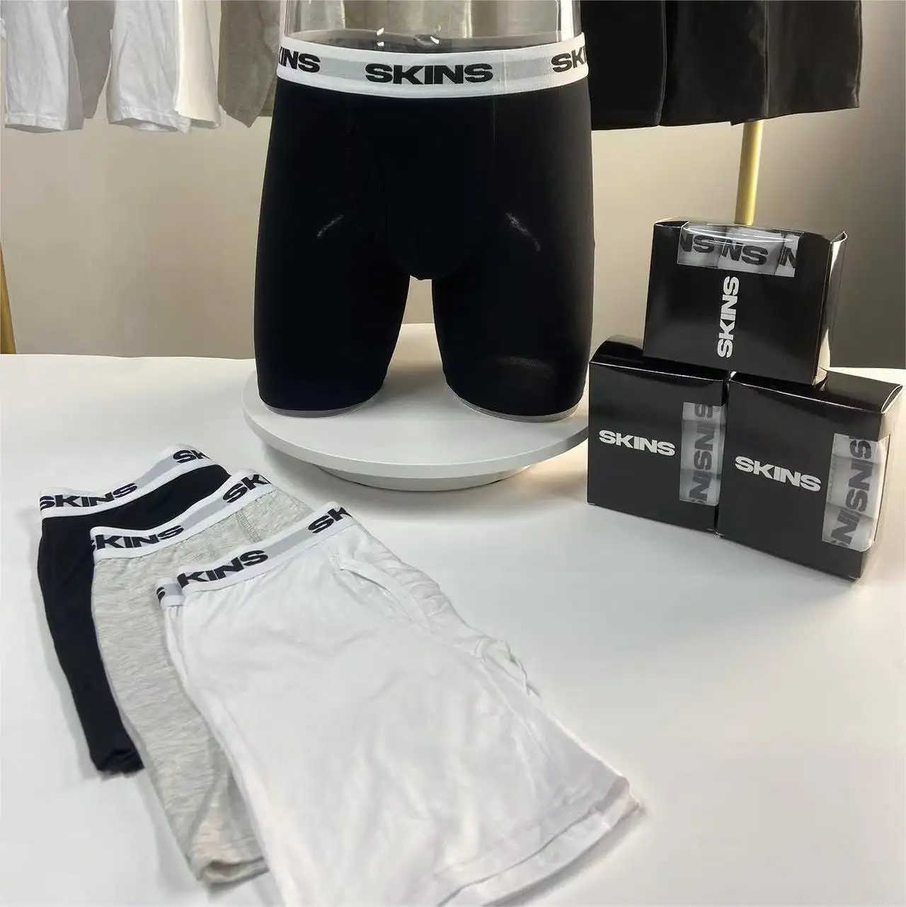 Großhandel Custom Logo Jacquard Elastic Waist Band Baumwolle Spandex Unterwäsche Slips für Männer