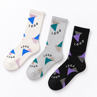 맞춤형 인쇄 중목 양말, 블루 바디에 오렌지 화이트 스트라이프, 맞춤형 로고, 맞춤형 색상, 부드러운 니트 소재
